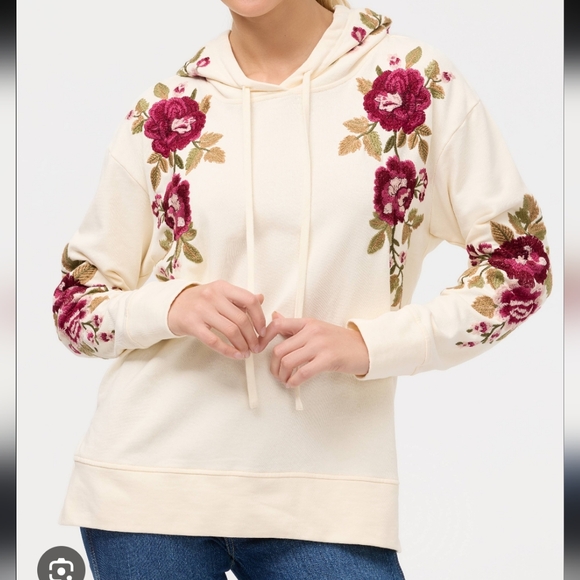 Johnny Was Sweatshirt Women's Medium Hooded Medhi Embroidered NWOT - Picture 2 of 10